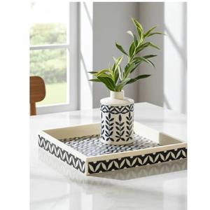 Bandeja de madera con incrustaciones de hueso hecha a mano de calidad de exportación para servir aperitivos y bebidas, accesorio decorativo de lujo para el hogar, disponible para la venta. - Product Image 6