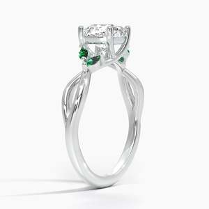BOJ <b>Ring</b> 068 Cushion Cut 925 <b>Silver</b> Engagement <b>Ring</b> With <b>Emeralds</b> Diamond <b>Ring</b> 2ct D Color VVS1 Moissanite GRA Certified Sale - Product Image 2