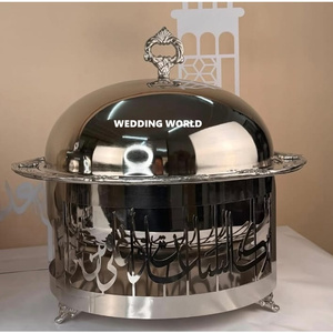 Calentador de comida metálico con diseño de luna y estrella, cacerola árabe de calidad premium, forma redonda, olla metálica de lujo nueva. - Product Image 5