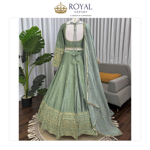 Unique Modern Designer Wedding Wear Collection of Indian Clothing Japan <b>Satin</b> with Thread Sequence Work Lehenga Choli for Sale - Product Image 2