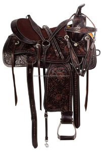 Selle occidentale en cuir véritable de qualité supérieure, avec ensemble complet, couvercle en cuir, étrier, disponible en vente en gros - Product Image 2