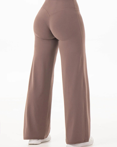 Medium Support Women's Loose Fit Flared Leg Yoga Pant Quick Dry Waterproof Solid <b>Pattern</b> Wholesale Price 180 g - Product Image 4