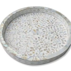 Bandeja de diseño elegante con incrustaciones de nácar, bandeja de servir de nácar, bandeja de MDF, bandejas decorativas, bandeja de resina a un precio muy razonable. - Product Image 1