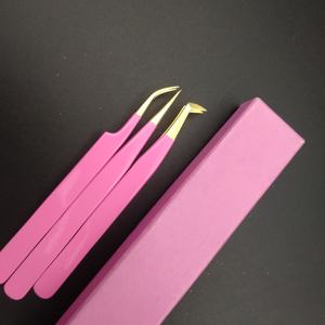 Juego de Pinzas para Pestañas, 5 Piezas, Acero Inoxidable Japonés, Punta Curva y Lisa, Antiestáticas, Duraderas, OEM 45 90, con Logotipo Personalizado - Product Image 2