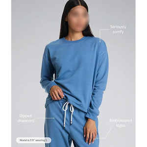 Conjunto Deportivo para Mujer, Felpa de Algodón Grueso de 220g, Antiarrugas, Sudadera con Capucha Extra Grande, Pantalones Deportivos, Informal, para Invierno - Product Image 5