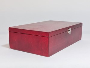 Boîte à bijoux rectangulaire en bois HASAN CRAFT, finition laquée rouge, fermoir en acier inoxydable, design classique écologique, rangement pour chambre à coucher - Product Image 2