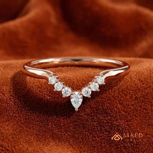 Anillo de compromiso en forma de V con moissanita talla marquesa de plata de ley chapada en oro rosa para mujer, de lujo, estilo nupcial gujarati - Product Image 4