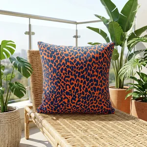 Coral Orange Velvet Pillow Cover home textiles with <b>Navy</b> <b>Blue</b> Leopard Print Decorative <b>Throw</b> Cushion Case <b>for</b> <b>Sofa</b> - Product Image 4