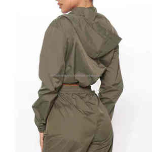 Custom Outfits Windbreaker Lightweight Full Zip Crop Hoodie Jogger Set - Product Image 4