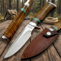 Couteau de chasse et de camping artisanal sur mesure de 10 pouces, acier D2, lame fixe, pointe tombante, 58-60HRC, utilitaire, OEM, EDC, étui en cuir, le meilleur