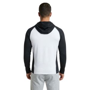 <b>Black</b> White Raglan <b>Mens</b> Gym <b>Hoodie</b> Cotton Poly Fleece Warm Breathable Relaxed Fit Drawstring Hooded Neck Hoodies - Product Image 3