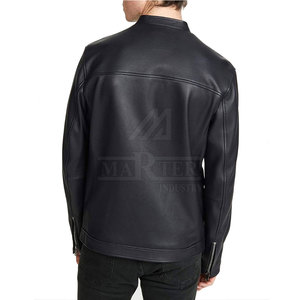 Classic <b>Men's</b> <b>Leather</b> Winter <b>Jacket</b> with Stand Collar and Front Logo Durable Windproof & Breathable Casual Street Wear - Product Image 2