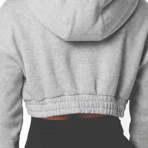 Quick Dry Women's Comfortable <b>Crop</b> <b>Top</b> Hoodie Custom Label Sweatshirt Plain Blank Design High Quailty - Product Image 3