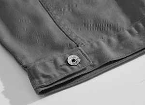Veste en jean noire pour homme, col rabattu, décontractée, en coton délavé, coupe classique, effet usé et déchiré, style automne - Product Image 5