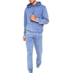 Survêtement unisexe à capuche délavé à l'acide pour homme, molleton respirant 400 g/m², taille XXL, pantalon de survêtement personnalisé avec logo pour l'hiver, OEM - Product Image 2