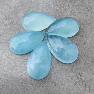 พลอยทรงหยดน้ำตาสีขาวขุ่นธรรมชาติอัญมณีหลวมปรับเทียบแล้วหินหลังแบนสำหรับทำเครื่องประดับ - Product Image 5