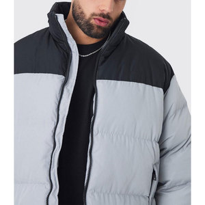 Blouson matelassé homme color block, col montant, fermeture éclair, épais, hiver, décontracté, coupe-vent, rembourrage polyester, coupe ample - Product Image 6