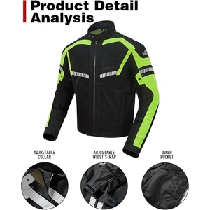 Men's Motorcycle Riding <b>Jacket</b> Hi Vis Green Black Mesh Textile Armor <b>Jacket</b> Reflective <b>Racing</b> <b>Jacket</b> With Protective Pads - Product Image 4