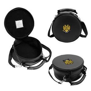 Estuche de Cuero con Cremallera para Gorra Masónica del Rito Escocés de 32 Grados, con Corona de Doble Águila, Ligero, Negro, Suave - Product Image 1