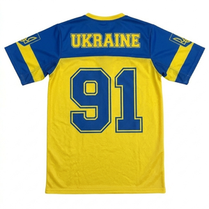 Camiseta de Fútbol de Ucrania Unisex con Cuello en V, Manga Corta, Sublimada, Transpirable, de Malla de Poliéster, Estilo Americano - Product Image 3