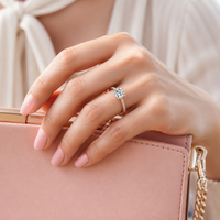 Bague de Fiançailles Solitaire en Argent Sterling 925 Plaqué Or Rose 18K de Luxe avec Zircon Rond de 7mm pour Femme - Vente en Gros