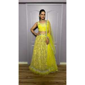 Lehenga Choli pour les fêtes et les robes de cocktail Designer Foil Paper Work - Product Image 5