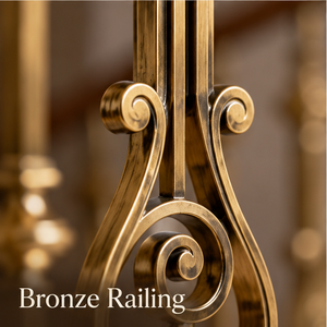 Rampe d'escalier en bronze sculpté avec meneaux métalliques courbés pour hôtels de luxe, villas et escaliers classiques - Product Image 3