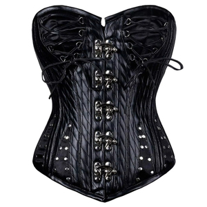 Nuevos Corsés de Moda al por Mayor de Alta Calidad, Corsés de Cintura con Varillas de Acero, Tallas Grandes, Corsés de Cuero PU Sexys para Mujer, Ropa de Club - Product Image 1