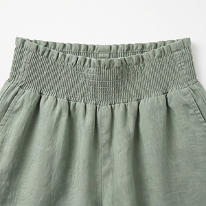 Shorts décontractés pour femmes, taille haute, design smocké, taille élastique, séchage rapide, tissu tricoté en spandex, pour la gym, OEM ODM, logo personnalisé - Product Image 5