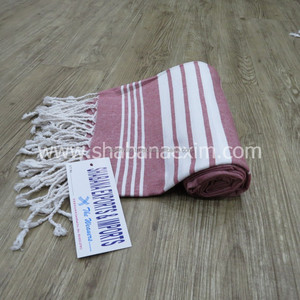 White Striped <b>Turkish</b> Pink Fouta Hammam Peshtemal <b>Towel</b> Lightweight Cotton Spa Beach Resort Hotel Wholesale - Product Image 5