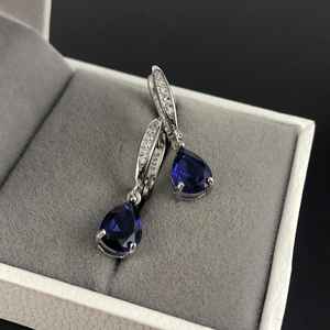 Boucles d'oreilles pendantes en saphir, argent sterling, pierre de naissance de septembre, vintage, cadeau de Noël ou de mariage pour femme - Product Image 5