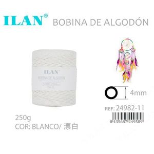 Cordón de Algodón Ilan de 4mm, 250g, Blanco, para Hacer Atrapasueños - Product Image 3