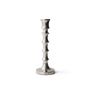 Segmented Column Silver Metal Candle Holder Modern <b>Decorative</b> Candlestick Elegant Home <b>Decor</b> <b>Table</b> Accent Style - Product Image 1