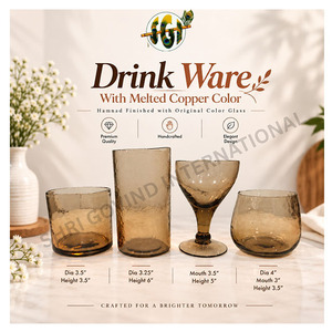 Vaso de Vidrio con Acabado en Color Cobre Fundido y Cristal de Color Original - Product Image 1