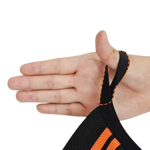 สายรัดข้อมือออกกำลังกาย ซับเหงื่อ ผลิตจากผ้าฝ้ายผสมเนื้อนุ่ม สำหรับยกน้ำหนักและกีฬา  สีดำส้ม - Product Image 4