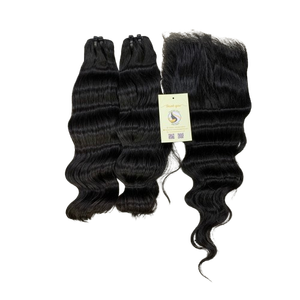 100% cheveux humains bruts vietnamiens Double dessiné faisceaux de cheveux 12A cuticule aligné Extensions de cheveux Machine trame - Product Image 1