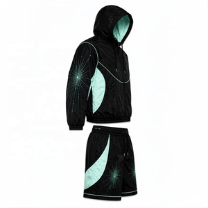 Conjunto Deportivo Unisex para Adultos, Sudadera con Capucha y Cierre, Pantalones Jogger, Diseño Color Block, Poliéster/Algodón, Ropa Deportiva de Invierno, Resistente al Viento - Product Image 4