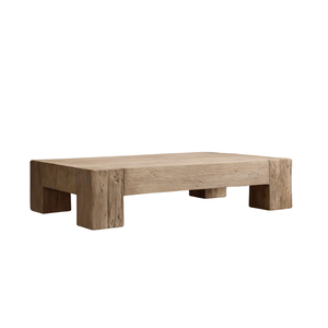 Modern Rustic Solid Teak Wood <b>Coffee</b> <b>Table</b> Handmade with Natural Texture and Chunky <b>Leg</b> Design Living Room Furniture - Product Image 5