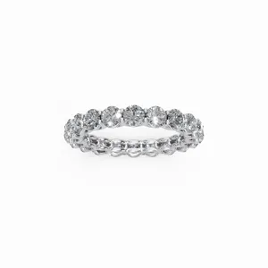 Anillo de Diamantes con Certificación IGI y Claridad VVS, Anillo de Diamantes de Oro Blanco Cultivados en Laboratorio, Corte Redondo, Banda de Eternidad para Mujer - Product Image 1
