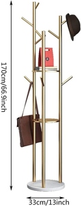 Modern design 3 tier <b>gold</b> coated metal cloth stand with marble base luxury entryway customized options - Product Image 3