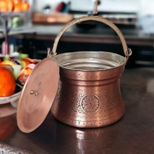 Copper Beverage Cooling Bucket with Stainless Steel Insert Hammered Finish Wine Cooler for Home Hotel Restaurant Hospitality Use - Product Image 2