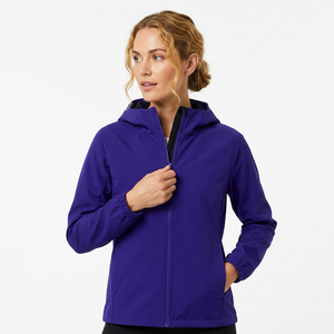 Men's Purple Hooded Windproof <b>Zipper</b> <b>Jacket</b> Regular Fit Knitted Polyester Casual Autumn Wear - Product Image 5