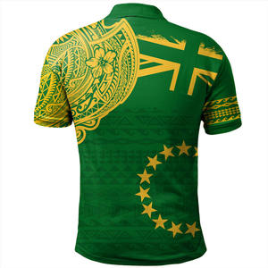 Camisa Polo Floral Polinesia Verde para Hombre, Manga Corta, 100% Poliéster, Corte Regular, Diseño Casual con Estampado - Product Image 2