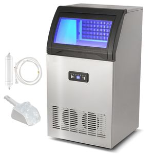Macchina Commerciale per Produzione Ghiaccio 130 libbre/24H, Capacità di Stoccaggio 33 libbre, 55 Cubetti di Ghiaccio, 15 Minuti - Display Digitale LED, 500 kg, Nuova - Product Image 1