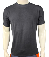 T-shirt gris à manches courtes pour homme, col rond, tricoté, coupe classique, décontracté, avec motif, 100 % coton, 180 g, anti-boulochage, respirant