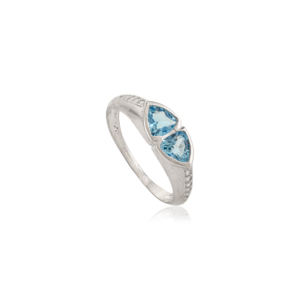 Exquisite <b>Two</b> <b>Stone</b> Pear-Cut Natural Blue Topaz Gemstone S925 Solid Silver Fine Jewelry <b>Ring</b> for Women Wedding Anniversary Gift - Product Image 1