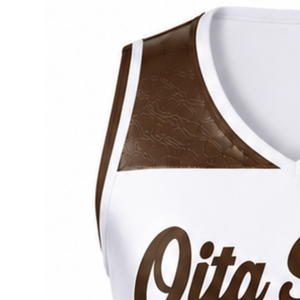 <b>White</b> Brown Sublimated <b>Sleeveless</b> Cheerleading Jersey Team Athletic Sportswear Training Performance Competition <b>Top</b> Uniform - Product Image 4