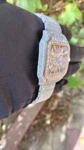 Reloj de Lujo, Elegante y Moderno, Mecánico, de Acero Inoxidable, con Caja Cuadrada, Analógico, Estilo Hip Hop, Vintage, Esqueleto, con Diamantes Moissanite - Product Image 3