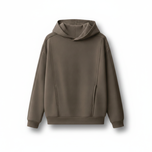 Sweat-shirt d'hiver décontracté pour homme, coupe oversize, en molleton de coton marron taupe, avec poche kangourou, sans cordon de serrage, style streetwear - Product Image 2