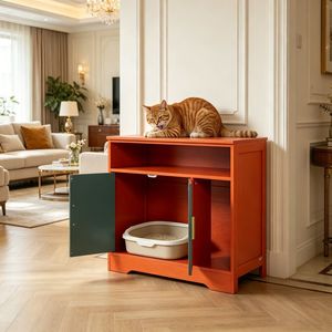 Mobiletto Lettiera per Gatti di Lusso in Legno - Grande Capacità, Ecologico, Forma Rettangolare per Soggiorno - Product Image 5